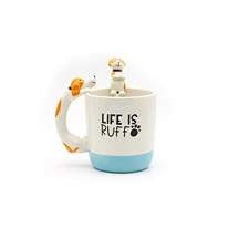 dog handle mug,ceramic mug  spoon set, ceramic coffee mug with spoon
